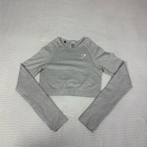 Gymshark Light Gray Long Sleeve Crop Top